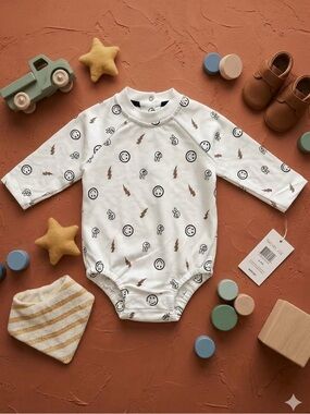 NWT Rachel Zoe Baby Smiley & Lightning Bolt Long Sleeve Bodysuit 6-9M